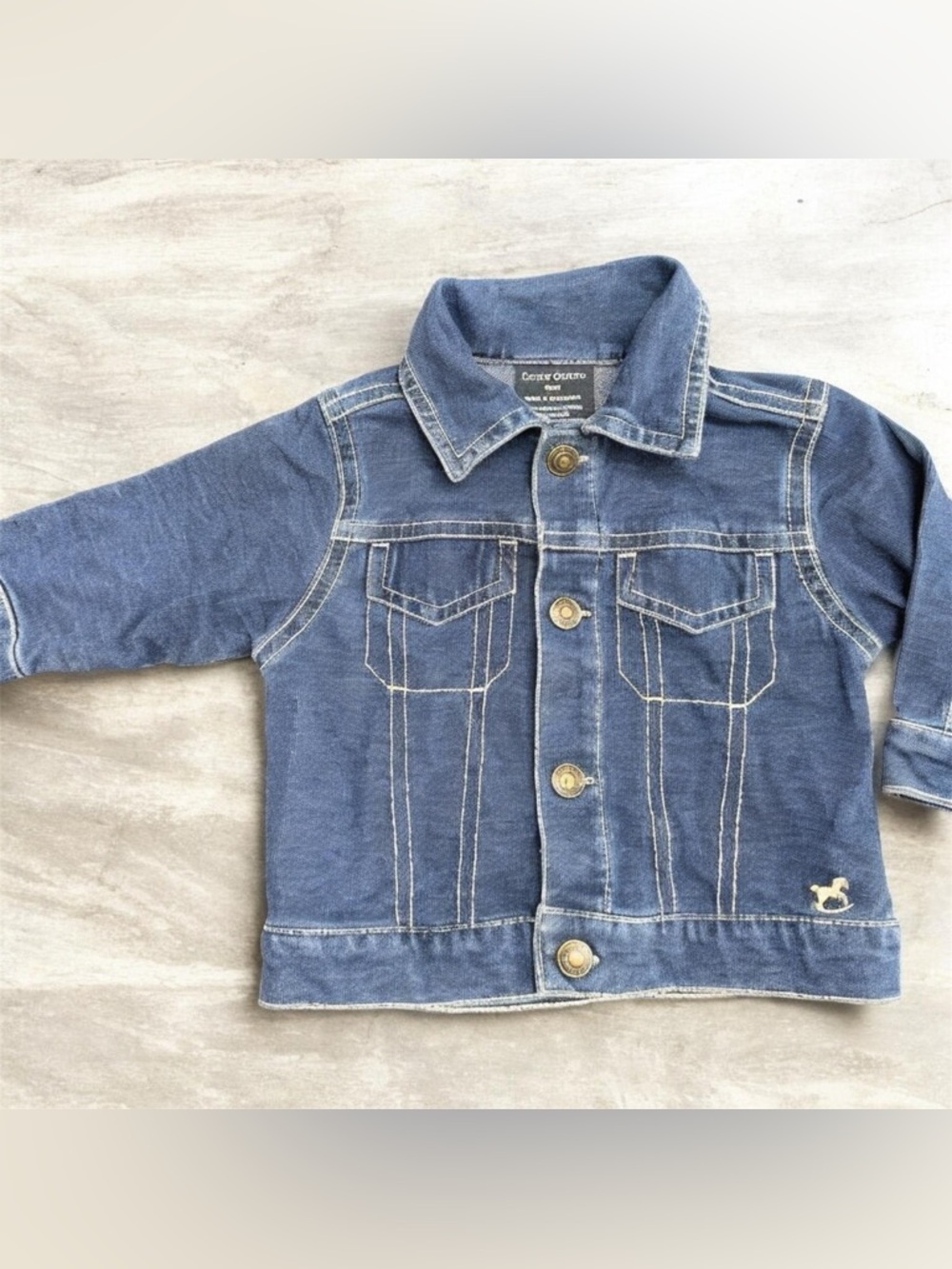 Vintage 90s Faded Glory Baby Denim Jacket - Rocking Horse Detail